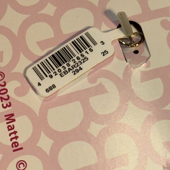 NWT Barbie the Movie Pink Crystal Open heart Earrings in 14K Gold Plated - Picture 6 of 6